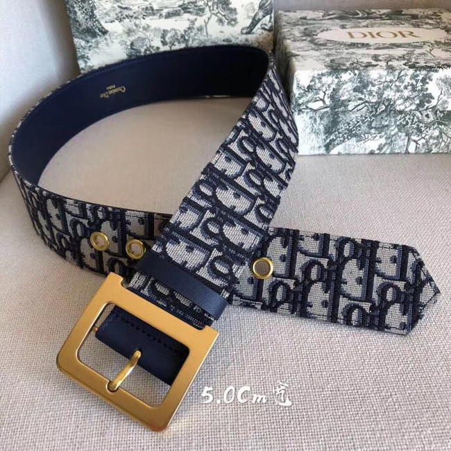 Dior Wide leather belt with 50 mm D4261 Royal Blue