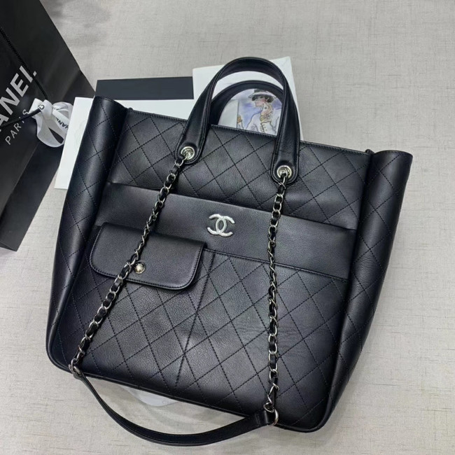 CHANEL Large zip shopping bag AS1299 black