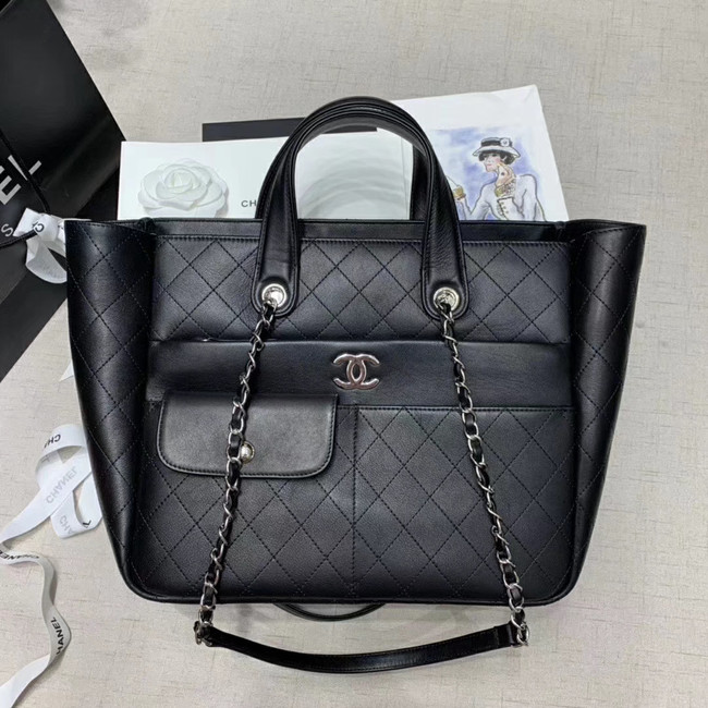 CHANEL Large zip shopping bag AS1300 black