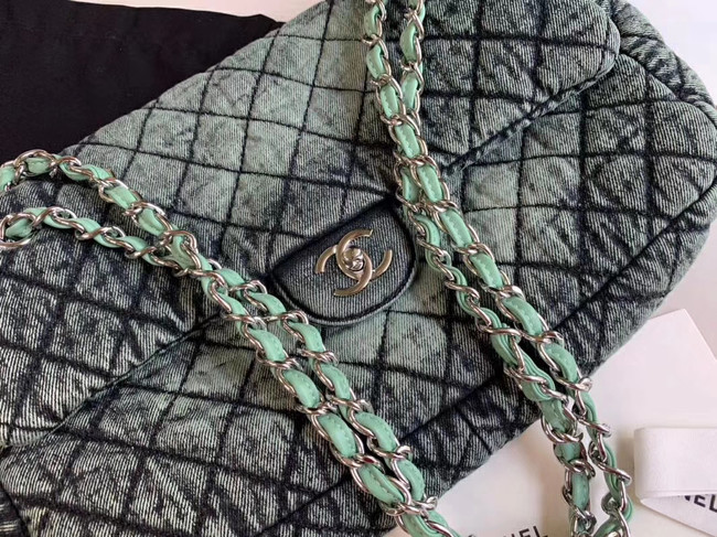 CHANEL Denim flap bag AS1112 green