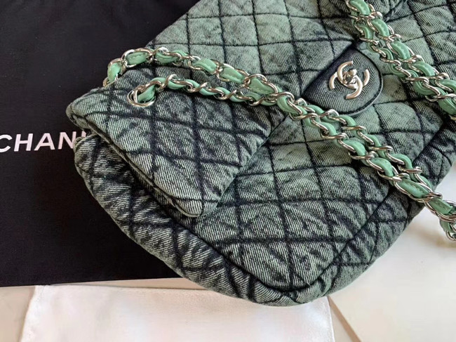 CHANEL Denim flap bag AS1112 green