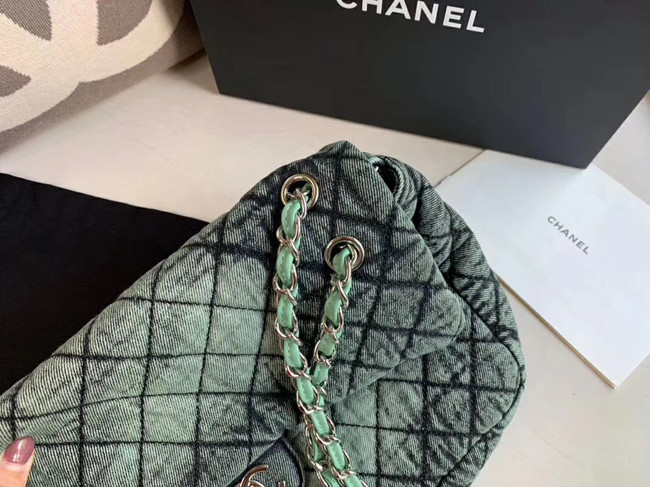 CHANEL Denim flap bag AS1113 green