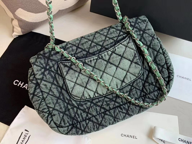 CHANEL Denim flap bag AS1113 green