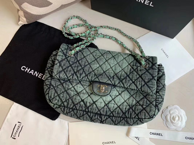 CHANEL Denim flap bag AS1112 green