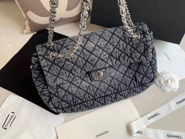 CHANEL Denim flap bag AS1113 grey