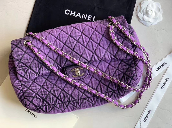 CHANEL Denim flap bag AS1113 purple