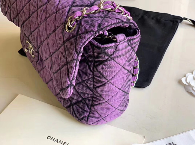 CHANEL Denim flap bag AS1113 purple