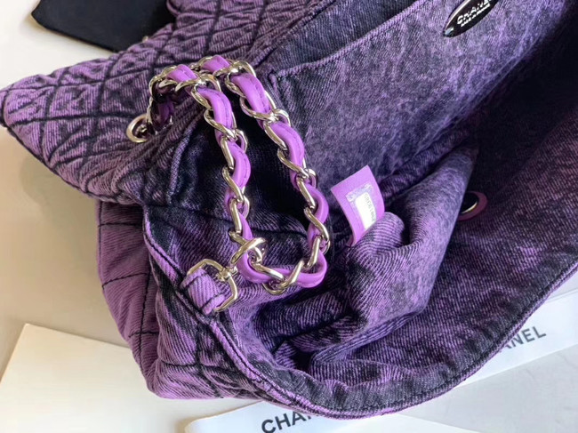 CHANEL Denim flap bag AS1113 purple