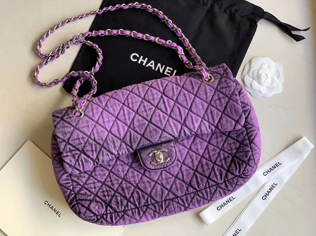 CHANEL Denim flap bag AS1112 purple