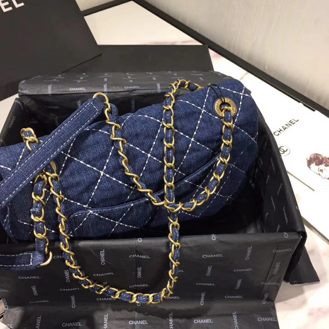 CHANEL Denim flap bag AS1328 blue