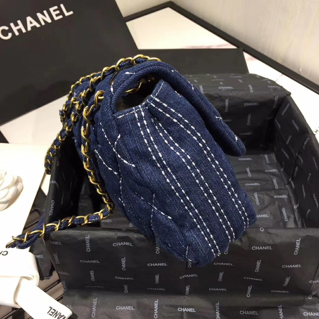 CHANEL Denim flap bag AS1328 blue