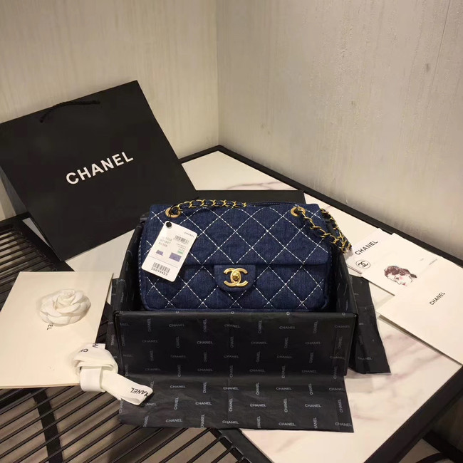 CHANEL Denim flap bag AS1328 blue