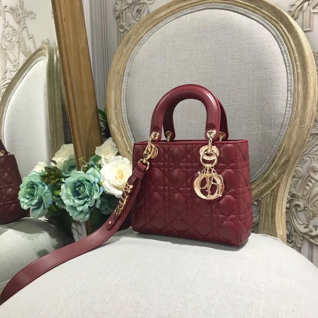 Dior LADY DIOR CALFSKIN BAG CD3891 Burgundy