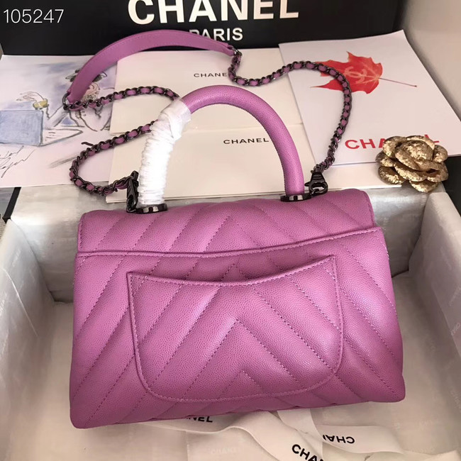 Chanel Small Flap Bag Top Handle V92990 Purplish