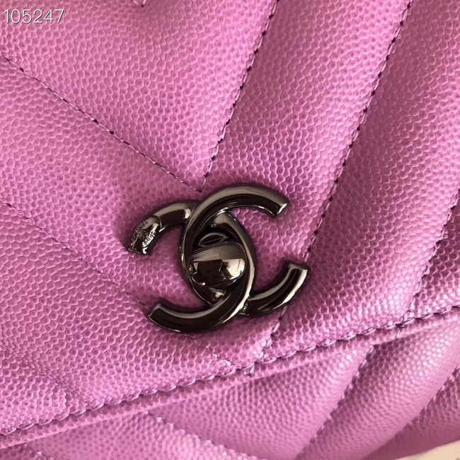 Chanel Small Flap Bag Top Handle V92990 Purplish