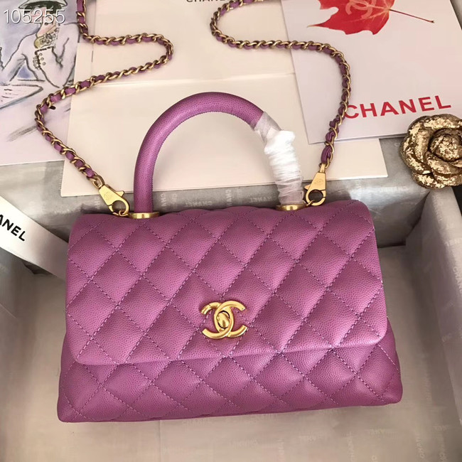 Chanel Small Flap Bag with Top Handle A92991 Purplish