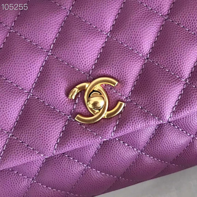 Chanel Small Flap Bag with Top Handle A92991 Purplish