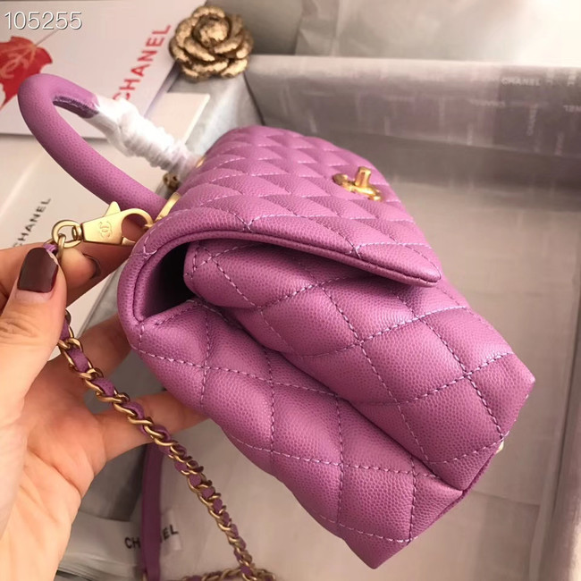 Chanel Small Flap Bag with Top Handle A92991 Purplish