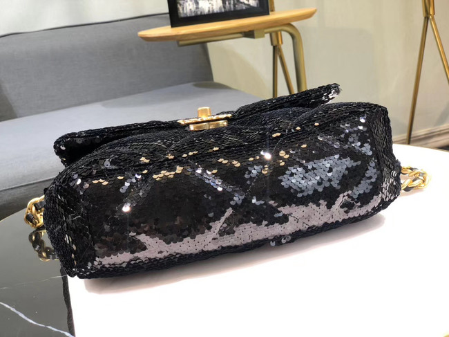 CHANEL 19 Flap Bag AS1160 Sequins black