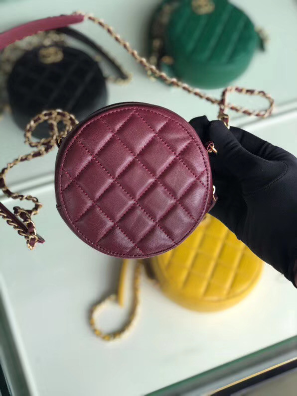 CHANEL Sheepskin Chain packet A0725 Burgundy