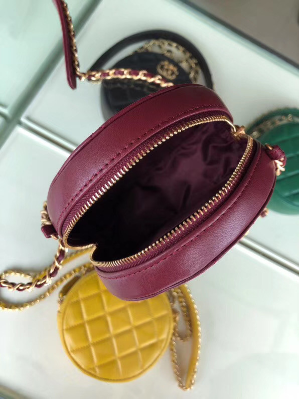 CHANEL Sheepskin Chain packet A0725 Burgundy