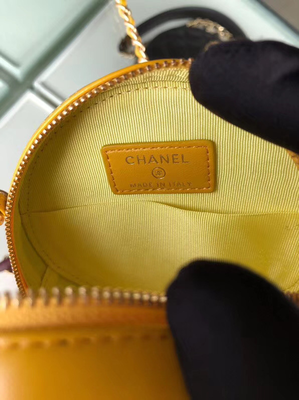 CHANEL Sheepskin Chain packet A0725 yellow