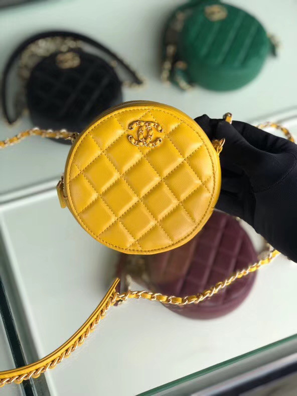 CHANEL Sheepskin Chain packet A0725 yellow