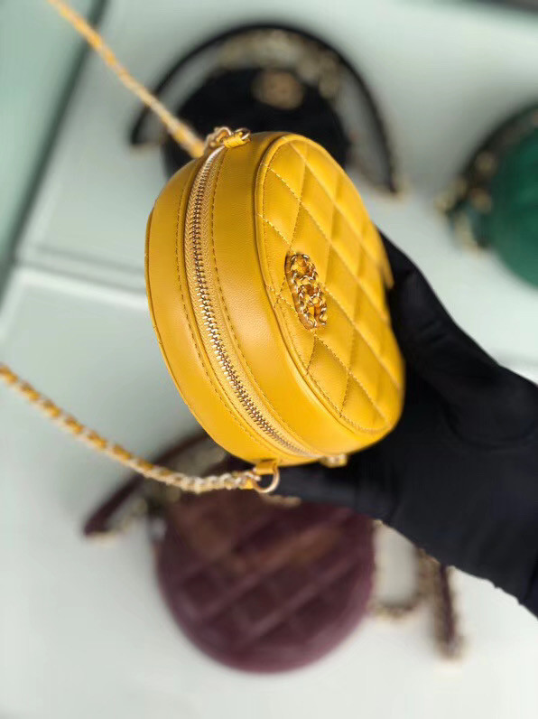 CHANEL Sheepskin Chain packet A0725 yellow