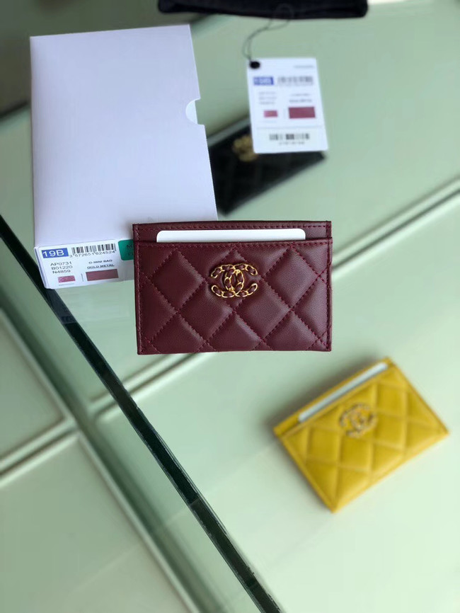 Chanel 19 Card sleeve AP0731 Burgundy