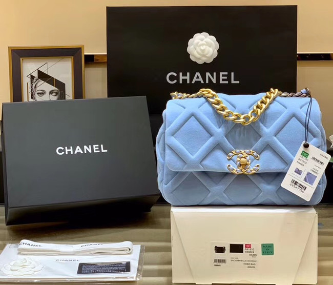 CHANEL 19 Flap Bag AS1160 light blue