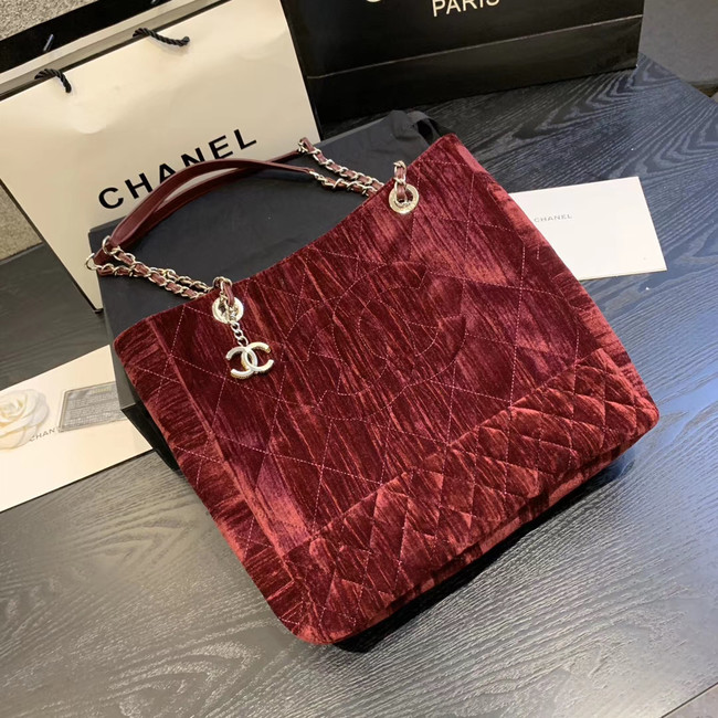 Chanel velvet Shoulder Bag AS1516 Burgundy