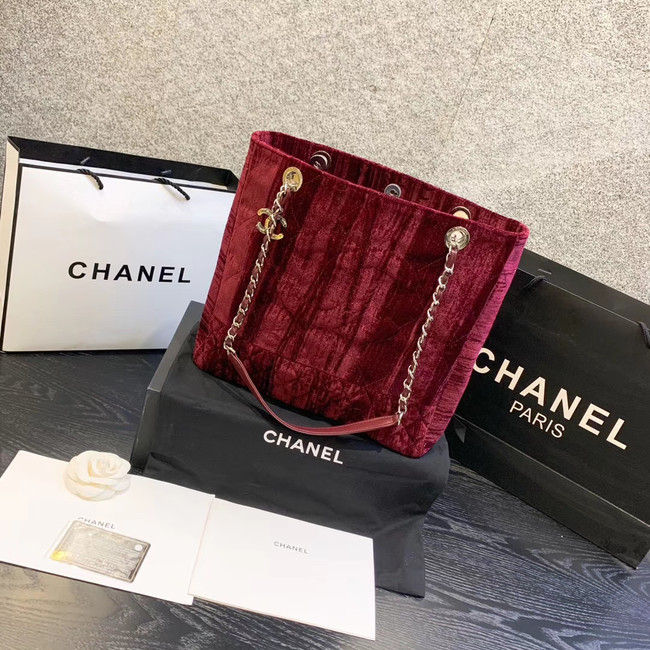 Chanel velvet Shoulder Bag AS1516 Burgundy