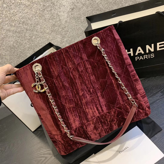 Chanel velvet Shoulder Bag AS1516 Burgundy