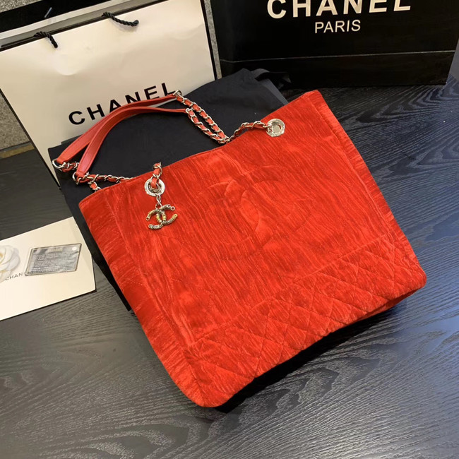 Chanel velvet Shoulder Bag AS1516 red