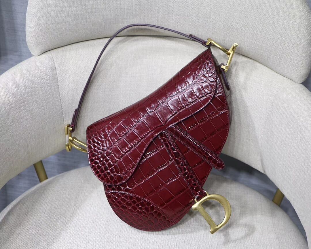 Dior SADDLE SOFT CALFSKIN BAG C9045 Burgundy