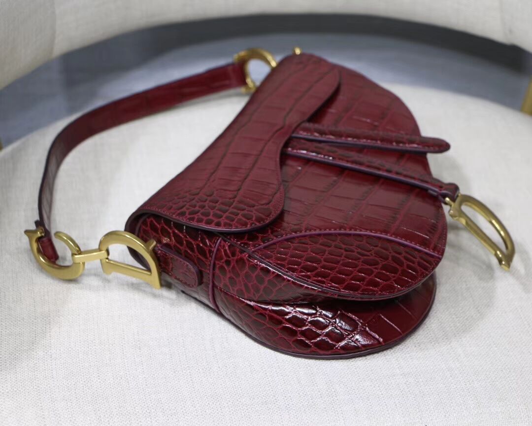 Dior SADDLE SOFT CALFSKIN BAG C9045 Burgundy