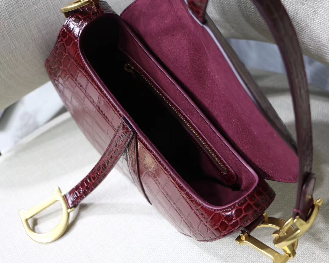 Dior SADDLE SOFT CALFSKIN BAG C9045 Burgundy