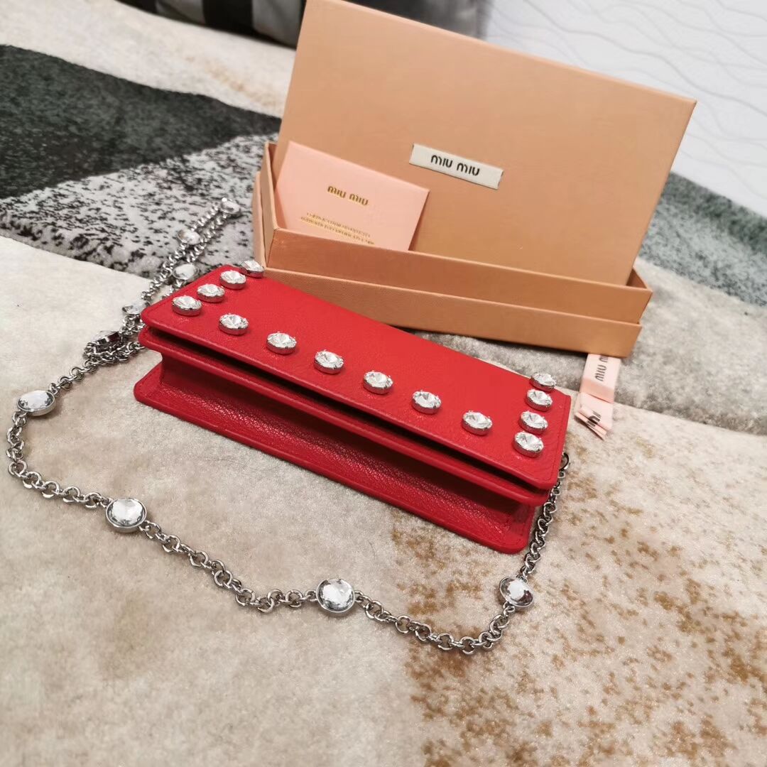 miu miu Matelasse Nappa Leather Clutch 5DH044 red