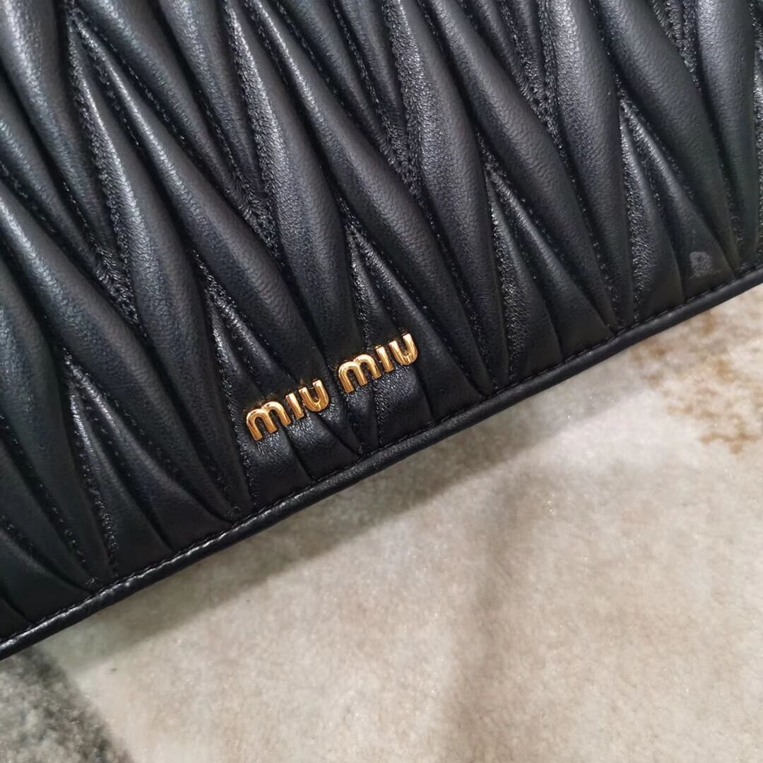 miu miu Matelasse Nappa Leather shoulder bag 5BG163 black