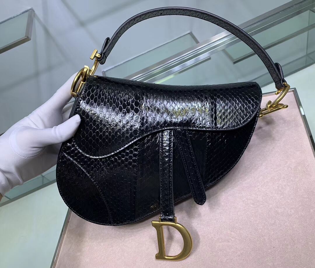 Dior SADDLE Snake skin tote C9046 black