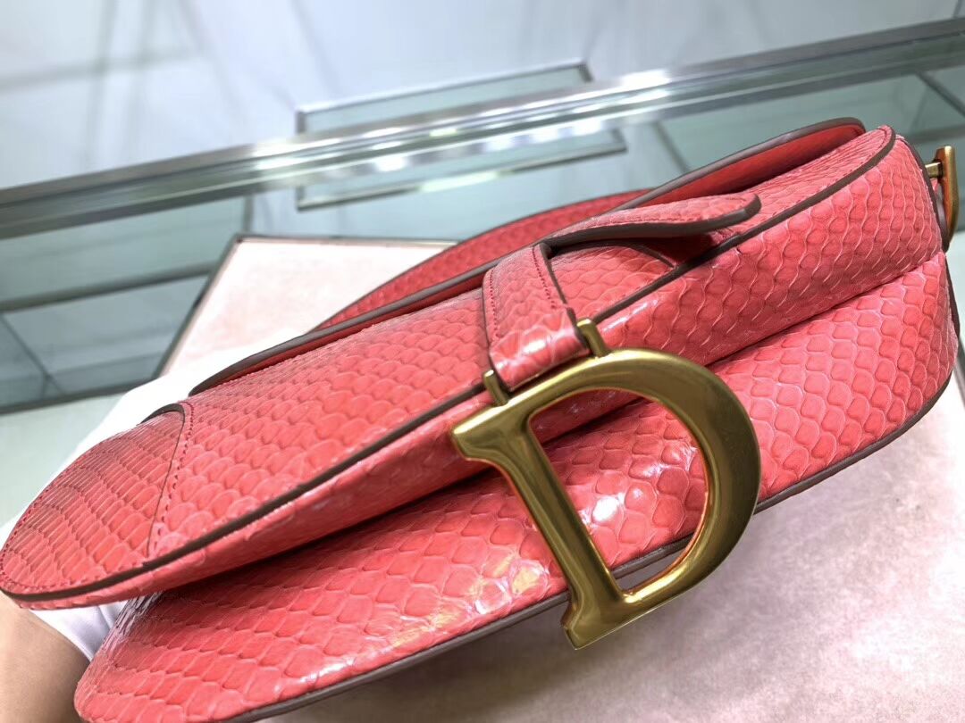 Dior SADDLE Snake skin tote C9046 pink