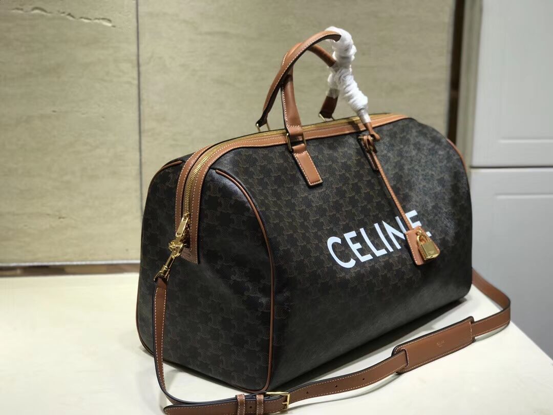 Celine LARGE VOYAGE BAG IN TRIOMPHE CANVAS 191472 tan