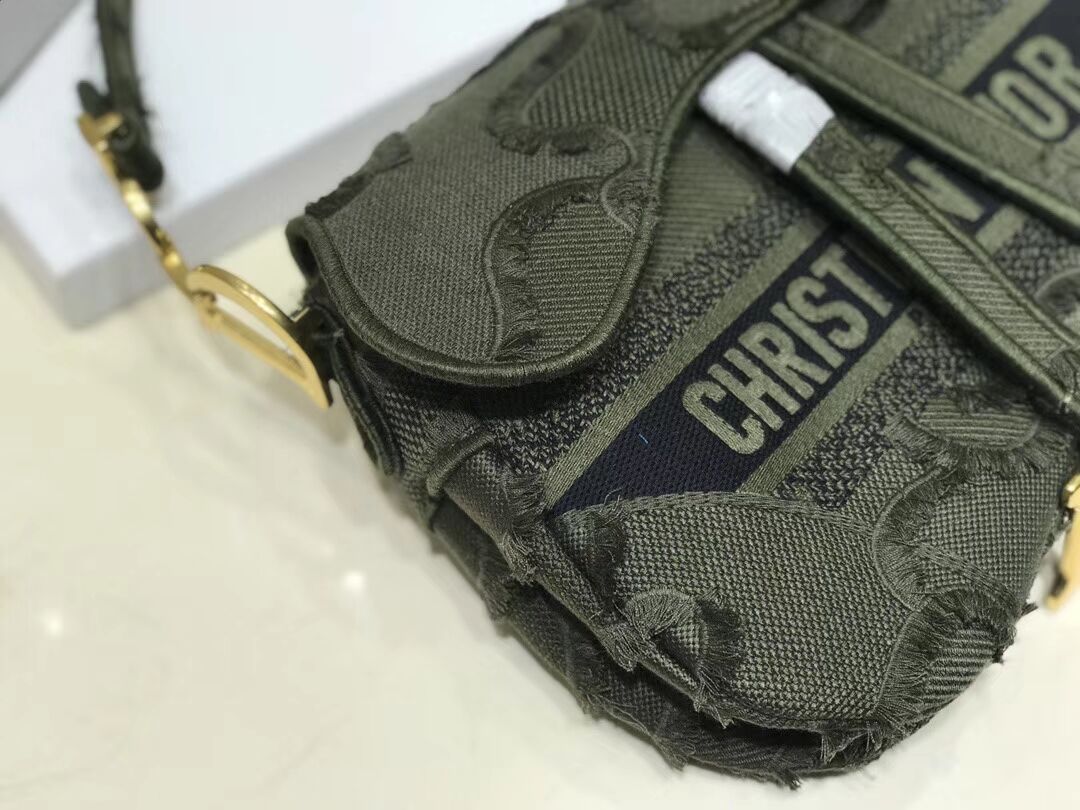 DIOR GREEN SADDLE CAMOUFLAGE POUCH M0446C