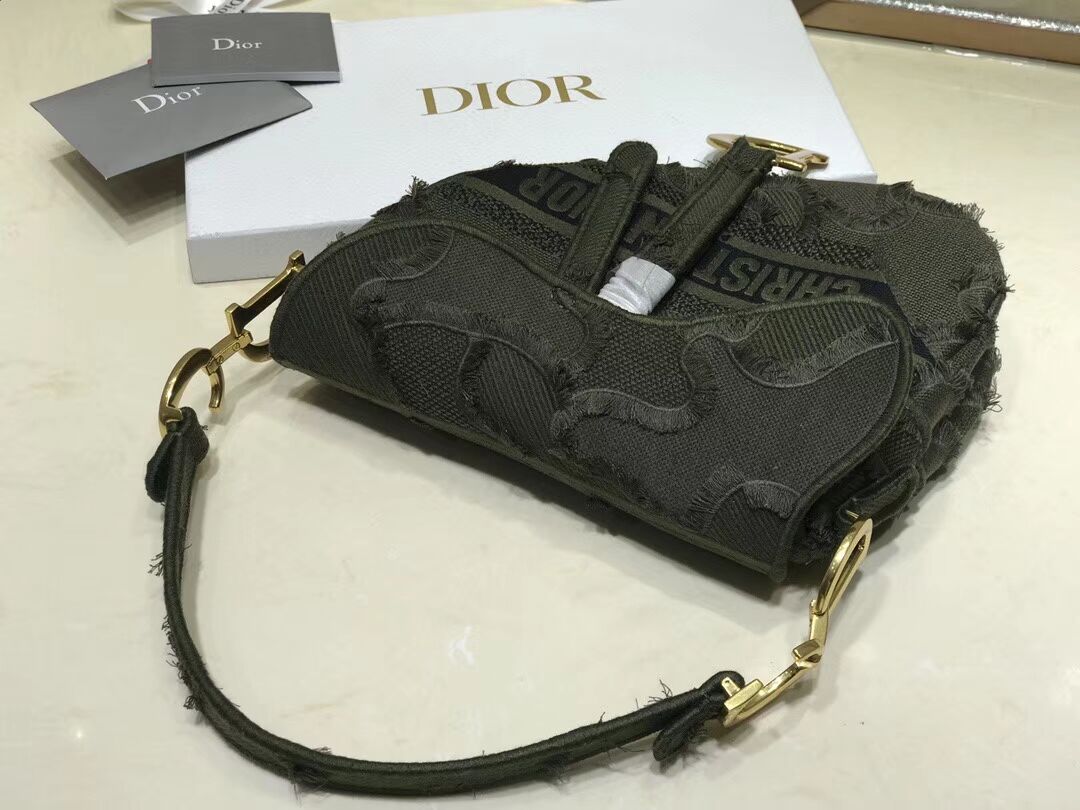 DIOR GREEN SADDLE CAMOUFLAGE POUCH M0446C