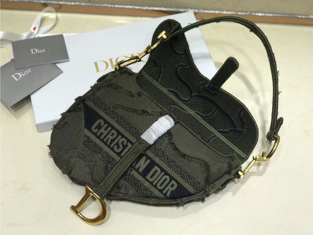 DIOR GREEN SADDLE CAMOUFLAGE POUCH M0446C