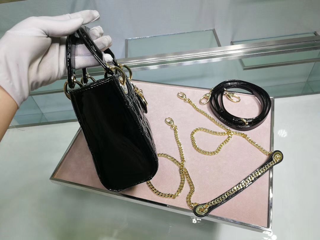 Dior MINI LADY DIOR CALFSKIN Black BAG M0505O Gold