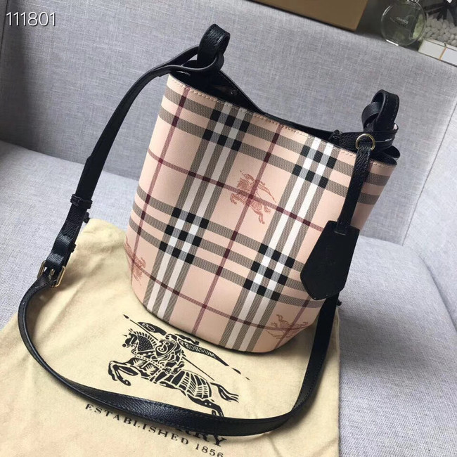 BURBERRY Banner small vintage check and leather tote Bag 1581 black