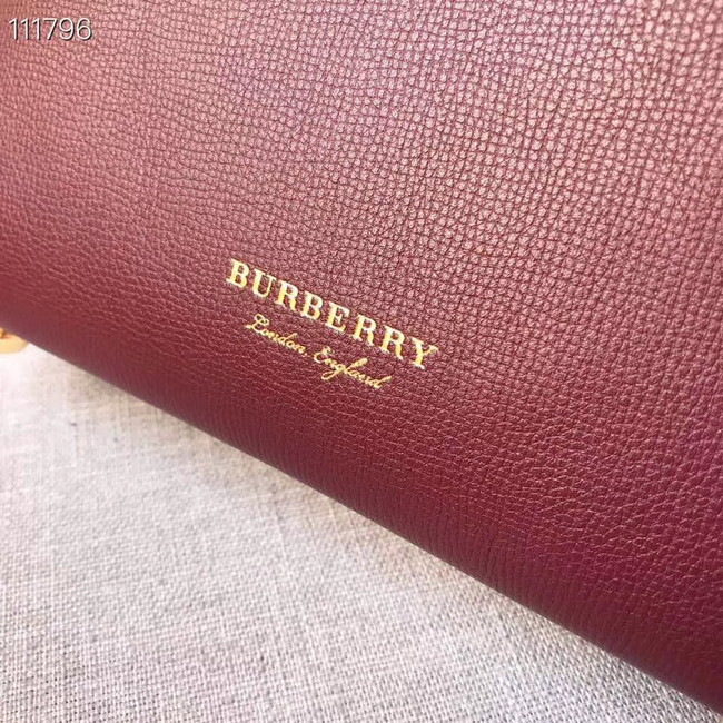 BurBerry Leather Tote Bag 7461 Burgendy