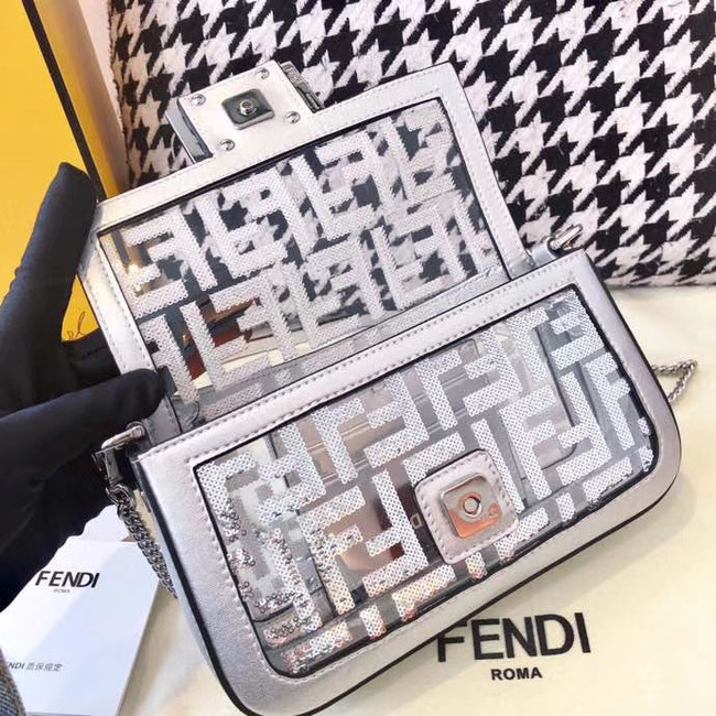 FENDI BAGUETTE MON TRESOR PU Mini Shoulder Bag 8BR771A white