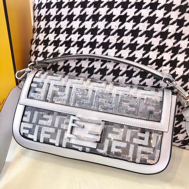 FENDI BAGUETTE MON TRESOR PU Mini Shoulder Bag 8BR771A white